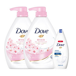 Dove 多芬 DOVE樱花甜香滋养美肤沐浴乳沐浴露1KGx2+190ml 家庭装