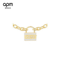 APM Monaco新品LOVE字母锁头银项链女 锁骨链吊坠颈链首饰时尚饰品女士礼物 耀眼金