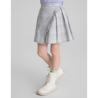 安奈儿童装女童秋款短裙2021新款学院风格子裙时尚不规则设计 灰雅格 170cm