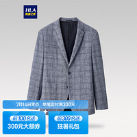 HLA海澜之家休闲西服男2021秋季时尚格纹大口袋挺括单西HWXAD3D061A牛仔蓝格纹(61)180/100B(50B)