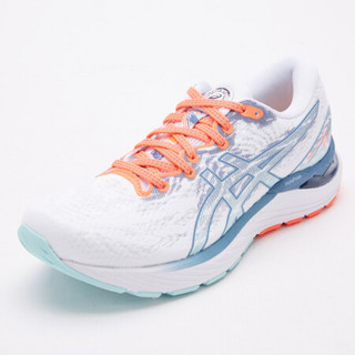 亚瑟士（ASICS）跑步鞋女鞋GEL-CUMULUS 23 2021新款轻质透气软底缓震运动鞋1012B159 白色/灰色 38