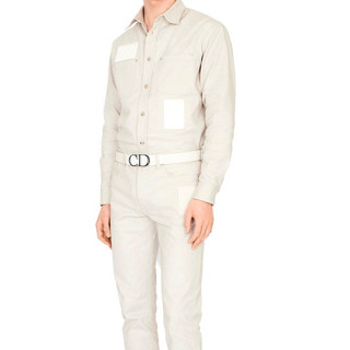 Dior 迪奥 男士牛皮革板扣腰带 4353PLTAM_H62Q 米色/灰白色 95
