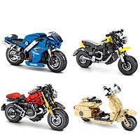 SEMBO BLOCK 森宝积木 摩托车系列 雅马哈 R1+杜卡迪 Monster 821 摩托车+小绵羊摩托+杜卡迪自游