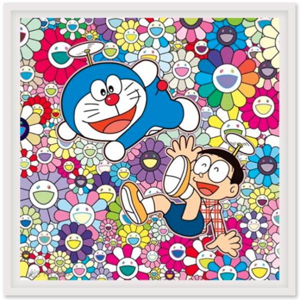 维格列艺术村上隆这真有趣多拉a梦版画系列现代潮玩客厅家居60x60cm