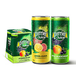 perrier 巴黎水 柠檬番石榴/苹果黑加仑含气果汁饮料 250ml*6罐