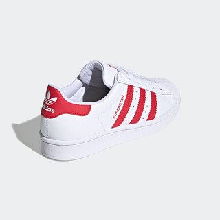 adidas ORIGINALS SUPERSTAR J 男童休闲运动鞋 白/红 38(235mm)