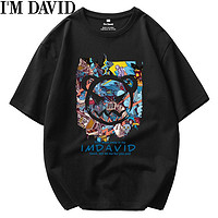 I’M DAVID I'm David/爱大卫男士短袖T恤宽松纯棉落肩潮流情侣百搭男装上衣