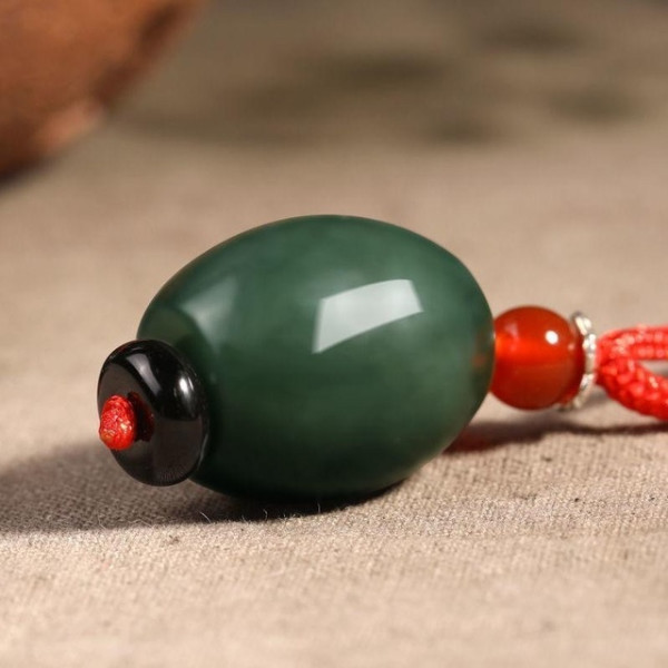 天然和田玉转运珠吊坠16x18mm新疆和田玉青玉路路通玉石挂件