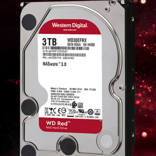 Western Digital 西部数据 红盘系列 3.5英寸 NAS硬盘 3TB（SMR、5400rpm、256MB）WD30EFAX