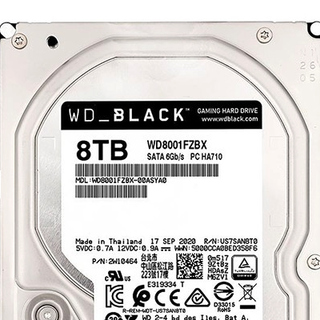 Western Digital西部数据 黑盘系列 3.5英寸 台式机硬盘 8TB（CMR、7200rpm、256MB）WD8001FZBX