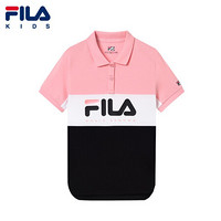 FILA 斐乐童装儿童短袖上衣2021夏季新款女童中大童休闲运动POLO衫 米奇粉/标准白-LP 150cm