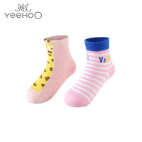 英氏婴儿袜子宝宝四季袜女2021年新款2双装 花粉色YIWCJ01063A 17CM