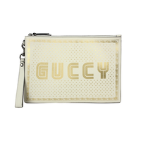 GUCCI 古驰 男女款牛皮革手拿包 510489 0GUTN 8711 白色