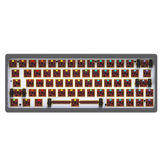 AJAZZ 黑爵 AC064 64键 多模机械键盘套件 钛金灰 无光+国产蜜桃轴 90颗装+白色键帽