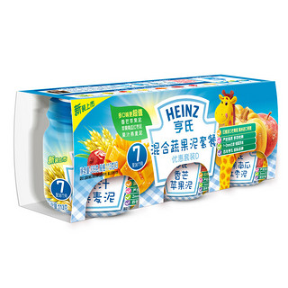 Heinz 亨氏 混合蔬果泥套餐D 3段  香芒苹果味+苹果南瓜红枣味+果汁燕麦味 113g*3瓶