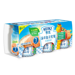 Heinz 亨氏 海洋鱼泥套餐F 4段 三文鱼番茄味 113g*8瓶+胡萝卜鳕鱼味 113g*4瓶