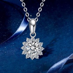 n2it max00072 雪花925银宝石莫桑石项链 1克拉 45cm