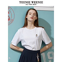 TEENIE WEENIE 维尼熊 TeenieWeenie小熊白色短袖T恤宽松韩版直筒短款上衣女基础款夏款