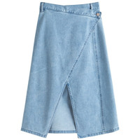 FANSILANEN 范思蓝恩 Z211075 女士牛仔半身裙