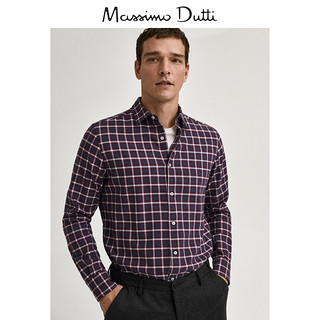 Massimo Dutti 修身版棉质法兰绒格纹衬衫