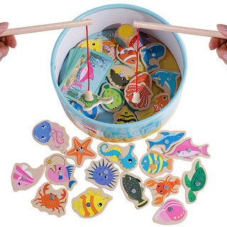 儿童磁性钓鱼玩具早教益智力开发两1-2一3周岁半宝宝女孩小孩男孩（（A初级.桶装）+5层趣味轨道滑球（共配2球））