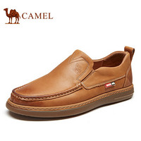 骆驼（CAMEL） 日常休闲男士牛皮耐磨舒适工装套脚鞋 A132050150 土黄 38