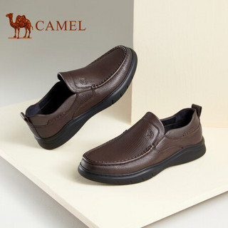 骆驼（CAMEL） 通勤商务休闲便捷套脚柔软男士皮鞋 A132155850 棕色 42