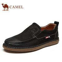 骆驼（CAMEL） 日常休闲男士牛皮耐磨舒适工装套脚鞋 A132050150 黑色 38