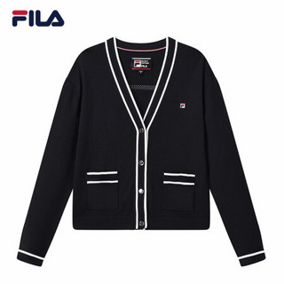 FILA 斐乐官方女士编织开衫2021球季新款舒适运动外套女针织衫 传奇蓝-NV 165/84A/M