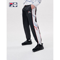 FILA FUSION X FUTURA联名梭织长裤2021夏秋新款印花拼接休闲裤男 深黑-BK 175/84A/L