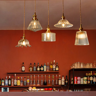 北欧日式黄铜玻璃单头餐桌小吊灯民宿床头灯过道玄关吧台餐厅吊灯