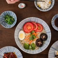 美浓烧 2021年夏季促销款 日本进口青花十草纹深盘釉下彩 面碗