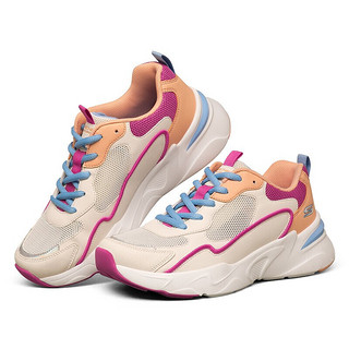 SKECHERS 斯凯奇 Bobs Bamina 女子休闲运动鞋 117043/OFPK 米白色/粉色 36.5