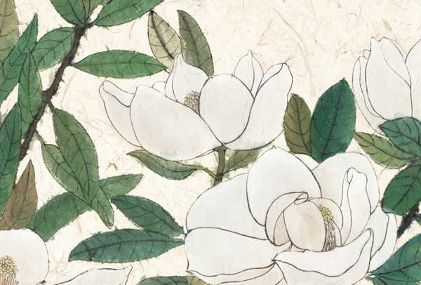 仟象映画李知弥片片青白70x70cm桦木色框古风圆形玄关装饰画