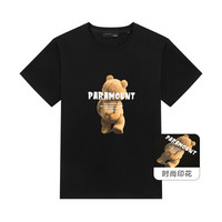 GXG 2021新品夏季时尚休闲潮流印花情侣T男士t恤短袖男 GHC144056C 黑色 L
