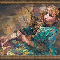 Artron 雅昌 燕娅娅 欧式人物油画《小热巴》90×70cm 油画布 典雅栗（偏金色）