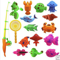 纽彼 儿童磁性钓鱼玩具 15件套