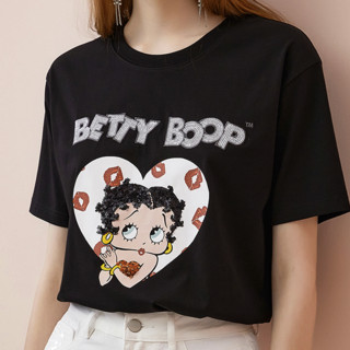 HOPESHOW 红袖 Betty Boop贝蒂联名系列 女士圆领短袖T恤 90120220201