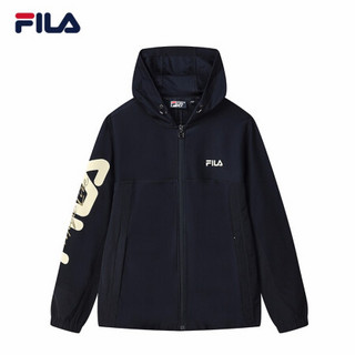 FILA 斐乐官方男子外套2021秋季新款时尚休闲运动连帽上衣字母开衫舒适男士衣服 传奇蓝-NV 175/96A/L