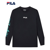 FILA 斐乐官方男士长袖T恤2021年秋季新款运动休闲纯棉套头上衣内搭男装 传奇蓝-NV 165/88A/S