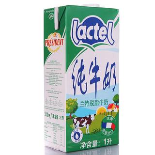 lactel 兰特 3.2g蛋白质 脱脂纯牛奶 1L*12盒