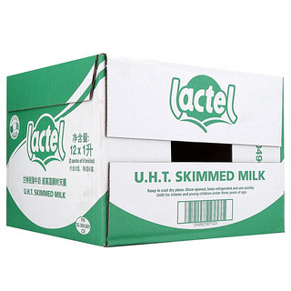 lactel 兰特 3.2g蛋白质 脱脂纯牛奶 1L*12盒