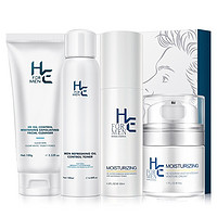 H&E 赫恩 男士焕白润肤护肤品礼盒套装洗面奶+爽肤水+面霜+喷雾+面膜6片/盒