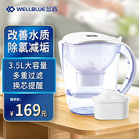 LANDUN 蓝盾 净水壶自来水过滤净水器 除余氯智能弱碱性除垢2.5L （一壶一芯）