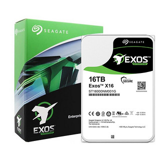 SEAGATE 希捷 银河Exos X16系列 3.5英寸 企业级硬盘 16TB (CMR、7200rpm、256MB) ST16000NM001G