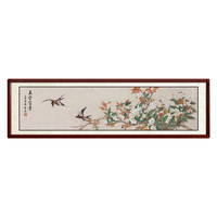 中式客厅横幅装饰画纯手绘真迹名家国画花鸟卧室床头挂画玉堂富贵