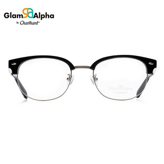 CHARMANT夏蒙眼镜架男士全框复古时尚潮镜框可配近视GA38005（BK1-蓝黑（含法国品牌1.56防蓝光镜片））