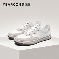 YEARCON 意尔康 男鞋时尚百搭潮流休闲鞋学生风系带平底单鞋男 1512GE82144W 白色 41