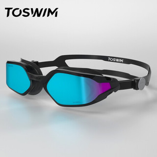 TOSWIM 拓胜 近视泳镜男女高清防水防雾左右眼度数可不同游泳眼镜黑框黑镜带