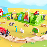 Hape 轨道车玩具 儿童火车拼装积 E3772农场盒子套